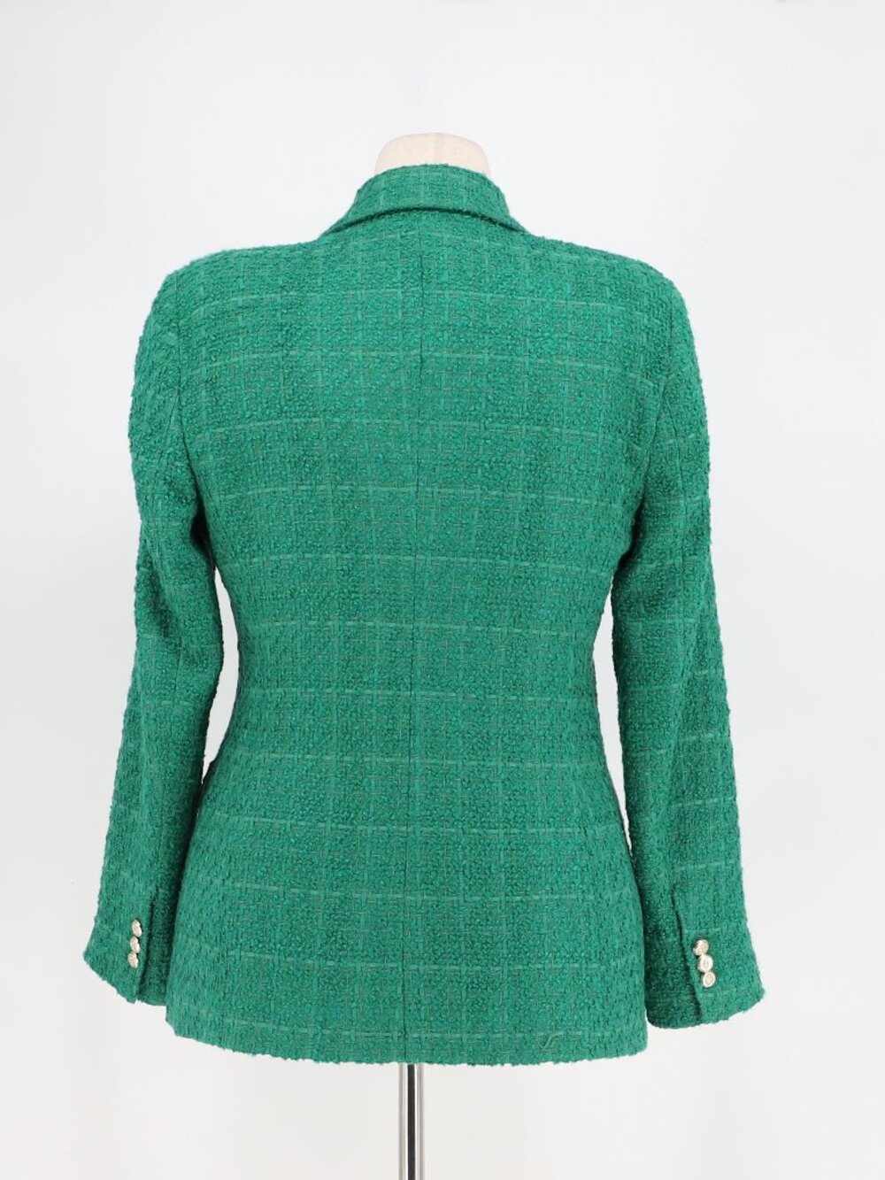 NWT ZARA Double Breasted Textured Tweed Blazer in Green Size L - Picture 4 of 11